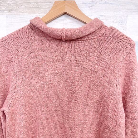 J Jill Draped Funnel Neck Sweater Pink Stretch Wool Blend Womens Medium - Picture 4 of 9